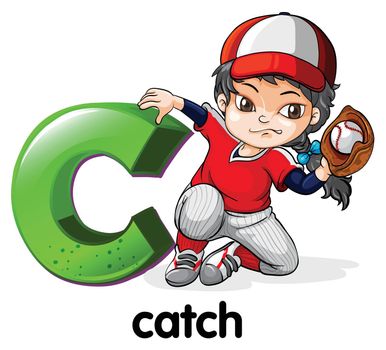Illustration of a letter C for catch on a white background