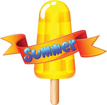 Illustration of a refreshing icecream on stick for summer on a white background