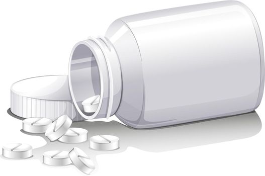 Illustration of the medicinal tablets on a white background