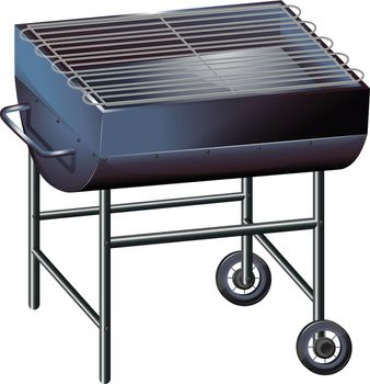 Illustration of a gray barbeque grill on a white background