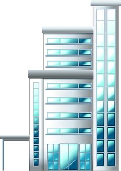Illustration of a high building on a white background
