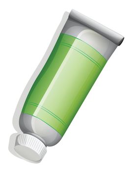 Illustration of a green medicinal tube on a white background