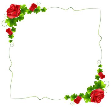 Illustration of a floral border with red roses on a white background