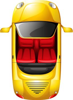 Illustration of a topview of a yellow car on a white background