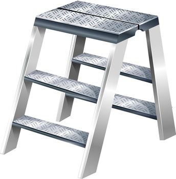 Illustration of a ladder made of steel on a white background