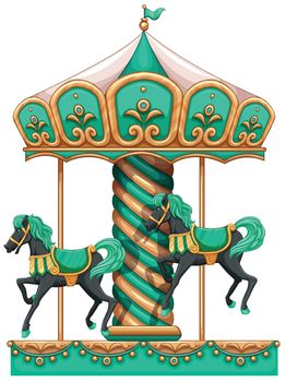 Illustration of a green merry-go-round on a white background