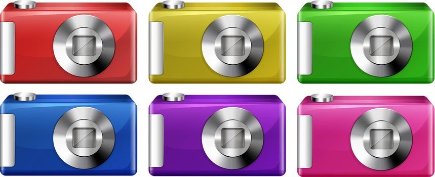 lllustration of the digital cameras on a white background