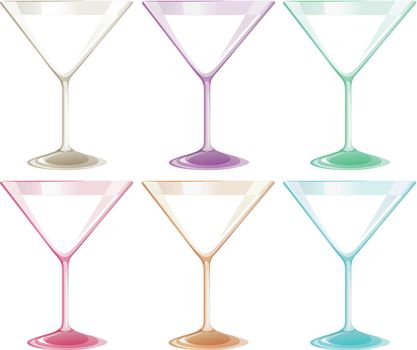 Illustration of a set of wineglasses on a white background