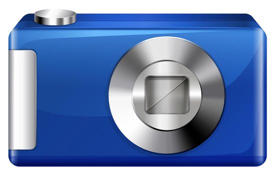 Illustration of a blue digital camera on a white background