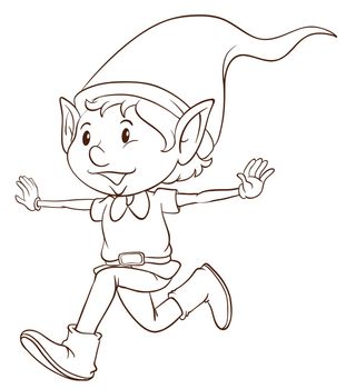 Illustration of a plain drawing of an elf on a white background