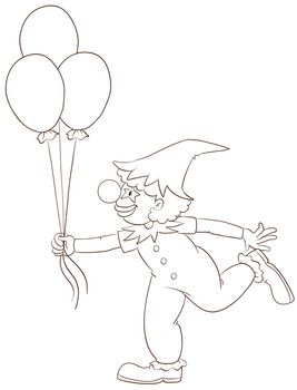 Illustration of a simple sketch of a clown on a white background