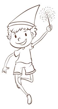 Illustration of a plain drawing of a boy celebrating on a white background