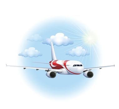 Illustration of a cruising plane on a white background