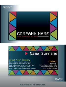 Illustration of a name card with front and back view