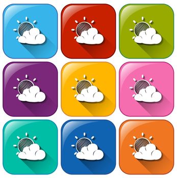 Icons showing a weather forecast on a white background