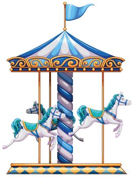 Illustration of a merry-go-round ride on a white background
