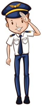 Illustration of a sketch of a happy pilot on a white background