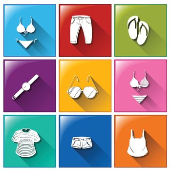 Illustration of a set of clothes icons