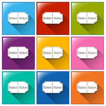 Illustration of the buttons with tickets on a white background