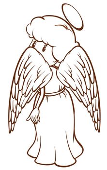 Illustration of a plain sketch of an angel on a white background