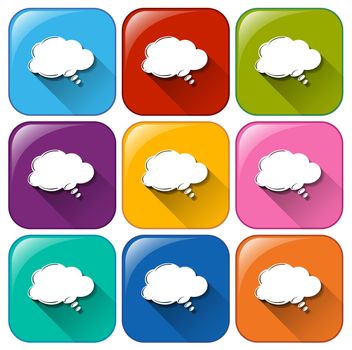 Illustration of the icons with empty cloud templates on a white background
