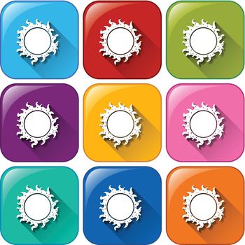 Illustration of the icons with a sun on a white background