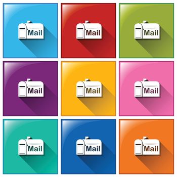Illustration of different color of mail icons