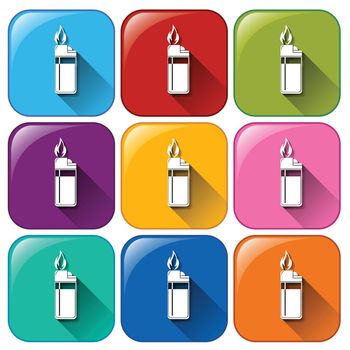 Illustration of the rounded icon with lighters on a white background