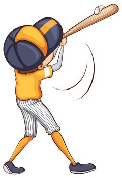 Illustration of a baseball player hitting a ball