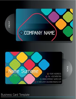 Colorful business card template front and back view