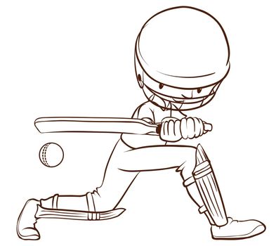 A simple drawing of a cricket player on a white background
