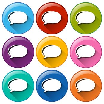 Circle buttons with empty callout templates on a white background