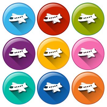 Illustration of many colors airplane icons