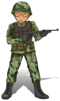 Illustration of a brave soldier on a white background