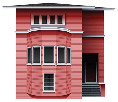 A pink building on a white background