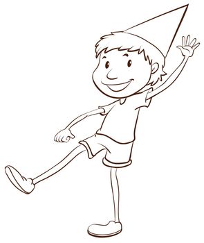 A plain drawing of a happy boy on a white background