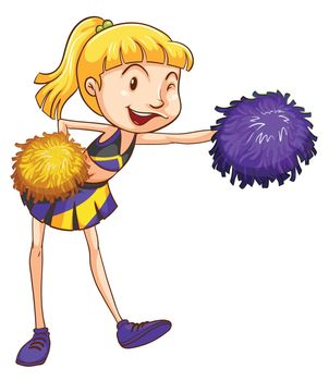 Illustration of a pretty cheerleader on a white background