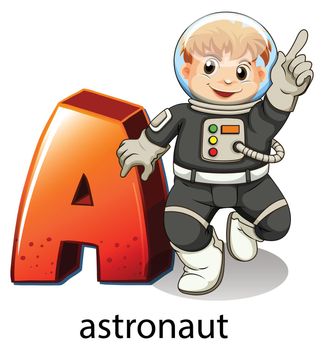 Illustration of a letter A for astronaut on a white background