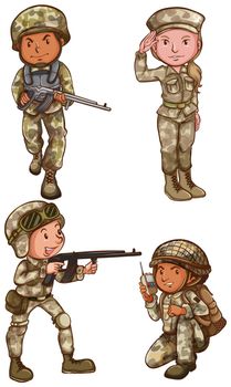 A simple drawing of the four brave soldiers on a white background