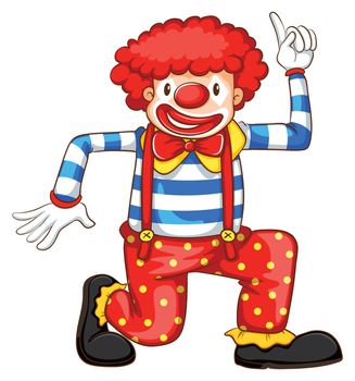 Illustration of simple coloured sketch of a clown a on a white background