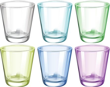 Illustration of the six glasses on a white background