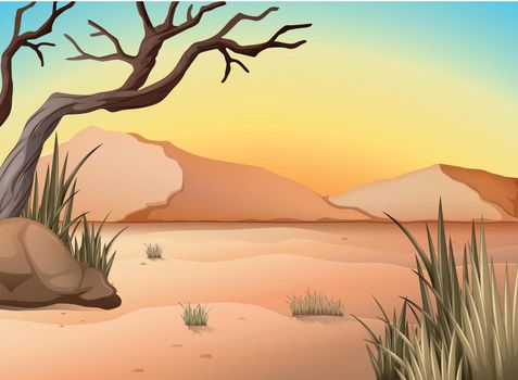 Illustration of a view of a desert