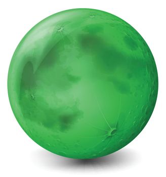 A green planet on a white background