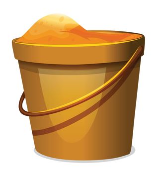 A small pail of sand on a white background