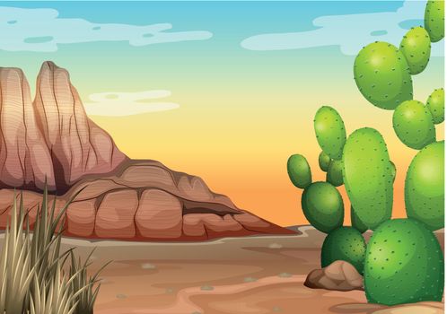 Illustration of a view of a desert