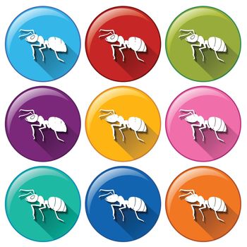 Illustration of different color insect icons