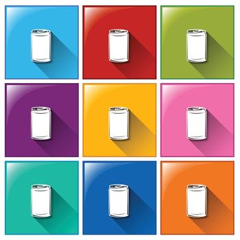 Illustration of the buttons with canned drinks on a white background