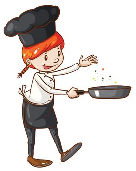 Illustration of a simple sketch of a chef on a white background
