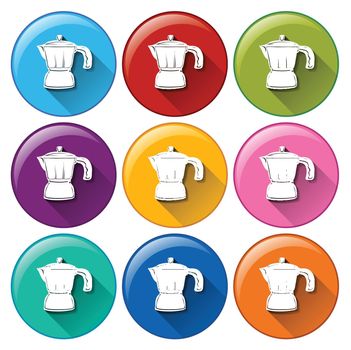 Illustration of colorful kettle icons