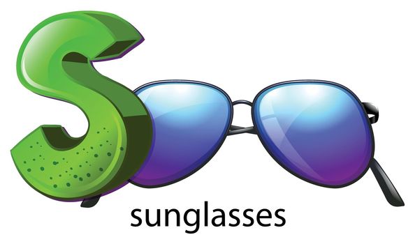 Illustration of a letter S for sunglasses on a white background